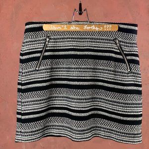 NWT Black & White Striped Mini Skirt/Size 8 Black Mini Skirt/Black Cotton Skirt/